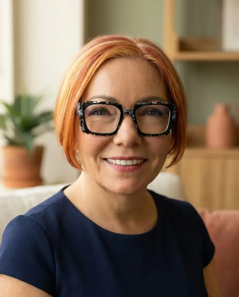 Portrait of Iwona Kaczmarzyk-Kozlowski, a registered psychologist in Ontario, in her office