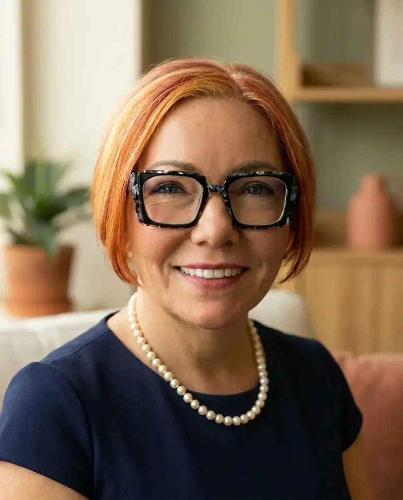 Portrait of Iwona Kaczmarzyk-Kozlowski, a registered psychologist in Ontario, in her office