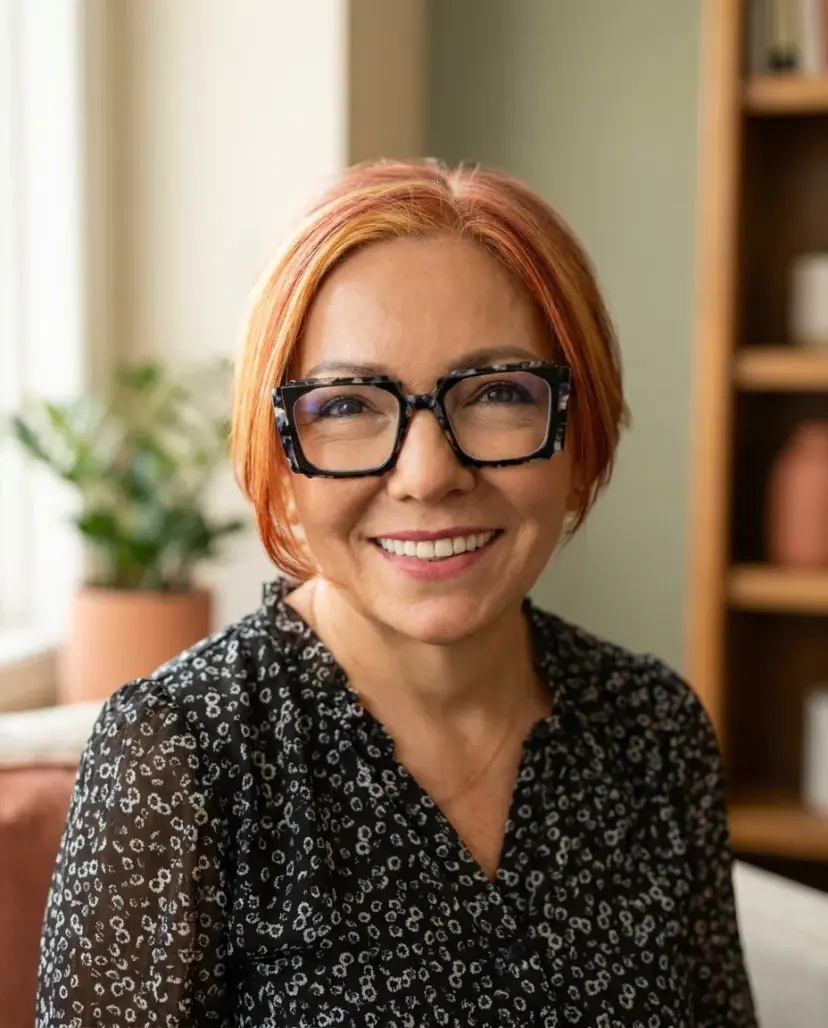 Portrait of Iwona Kaczmarzyk-Kozlowski, a registered psychologist in Ontario, in her office