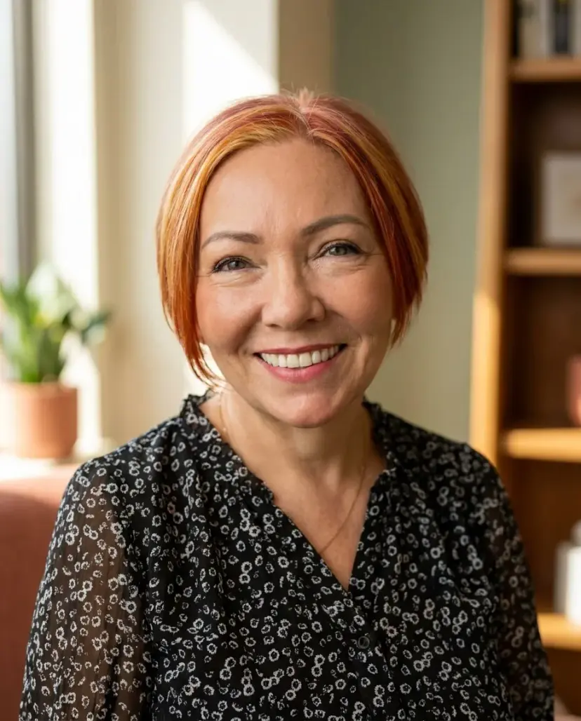 Portrait of Iwona Kaczmarzyk-Kozlowski, a registered psychologist in Ontario, in her office